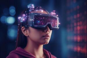 explorador el futuro alimentado por ai virtual realidad ilustración ai generado foto