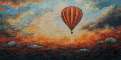 Floating Above the Clouds A Pastel Painting of a Hot Air Balloon photo