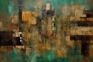 Urban Mosaic A Vibrant Patchwork of Grunge, Imagistic Expression, and Eclectic Collage on a Grand Canvas photo
