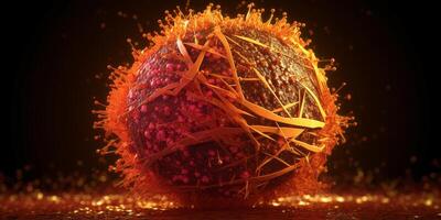 Exploring the Intricacies of Cellular Life A Mesmerizing 3D Illustration Showcasing the Microscopic World of Cancer Cells photo