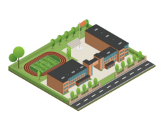 3D modern school or university. Isometric modern office building and architecture. png