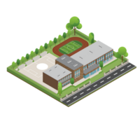 3D modern school or university. Isometric modern office building and architecture. png