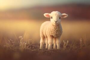 Cheerful Little Lamb with a Big Smile on its Face photo