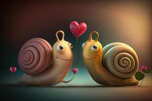 Funny snails celebrate their love for Valentine's Day photo