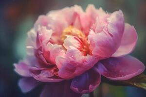 Close-up Watercolor Painting of a Pink Flowering Perennial Plant photo