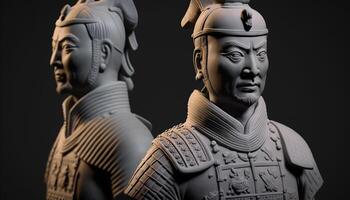 el poderoso Ejército de chino terracota guerreros magnífico esculturas de antiguo China ai generado foto