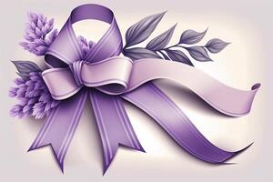 Cancer lavender ribbon World Cancer Day photo