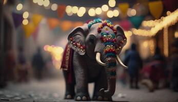 el dorado adornado indio elefante un majestuoso monitor de cultura y tradicion ai generado foto