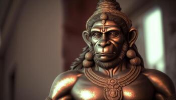 Majestic Portrait of Hanuman Honoring the Indian Monkey God's Courage and Devotion photo