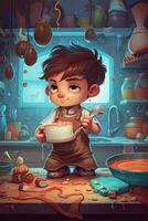 The Magical Kitchen Apprentice A Little Boy's Cooking Adventure in a Mystical World photo