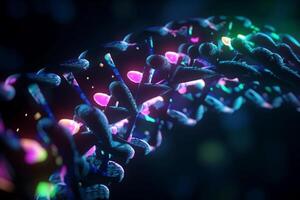 Abstract 3D Illustration of Protein Biosynthesis Process in Microscopic Scale with Vibrant Colors photo