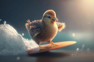 The Surfing Chicken Catching Waves in the Ocean with Style photo