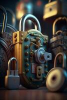 Intertwined Security Locks in Abstract 3D Rendering photo