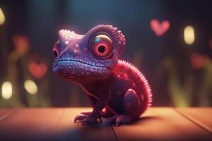 The Cool Photorealistic Pink Cartoon Chameleon photo