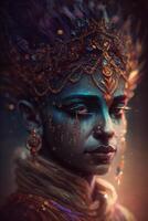 Serene Portrait of Lord Krishna, the God of Love and Compassion photo