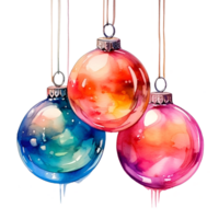 Christmas Tree Ornaments Watercolor Clipart AI Generated png