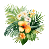 tropisk blomma bukett vattenfärg ClipArt ai genererad png