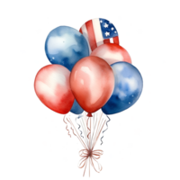 Americana patriotisch Luftballons Aquarell Clip Art ai generiert png