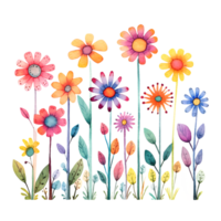 Wildflowers Watercolor Clipart AI Generated png
