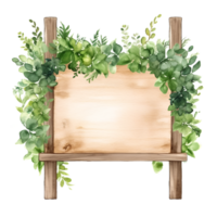 Wood Greenery Sign Watercolor Clipart png