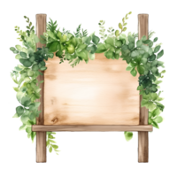 madera verdor firmar acuarela clipart ai generado png