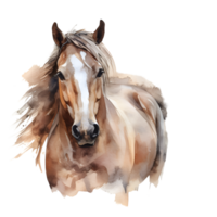 Castanho cavalo aguarela clipart ai gerado png