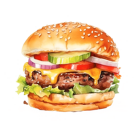 cheeseburger aquarelle clipart ai généré png