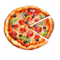 Pizza Aquarell Clip Art ai generiert png