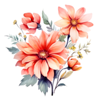 Rosa pfirsichfarben Blumen Aquarell Clip Art ai generiert png