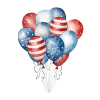 americana patriotisk ballonger vattenfärg ClipArt ai genererad png