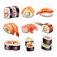 Sushi aquarelle clipart ai généré png