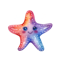 kawaii étoile de mer aquarelle clipart ai généré png