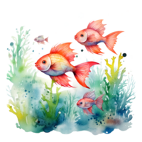 poisson rouge aquarelle clipart ai généré png