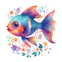 arcobaleno pesce acquerello clipart ai generato png