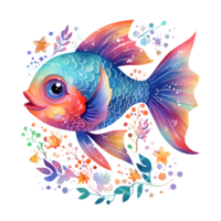 arco iris pescado acuarela clipart ai generado png