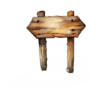 hölzern Straße Zeichen Aquarell Clip Art ai generiert png