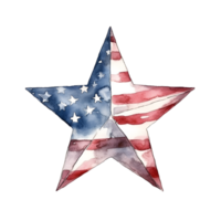 americana stjärna vattenfärg ClipArt ai genererad png