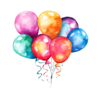 fiesta globos acuarela clipart ai generado png