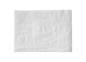 Top view of folded white tissue paper or napkin isolated with clipping path in png file format
