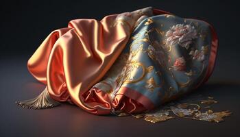 Vibrant and Colorful Chinese Silk Fabric photo