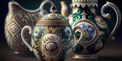 Traditional Russian Porcelain A Timeless Art Form with Rich Colors and Unique Designs photo