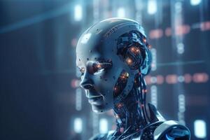 AI-Powered Science A Futuristic Illustration of High-Tech Laboratories and Robotics photo