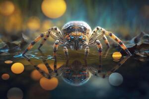 Hyperrealistic Illustration of a Fishing Spider Insect, Close-up View photo