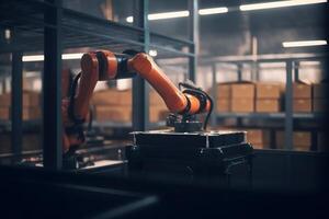 Futuristic Warehouse Robots in Charge of Logistics and Transportation photo