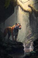 Majestic Chinese Tiger Roaming Through the Jungle photo