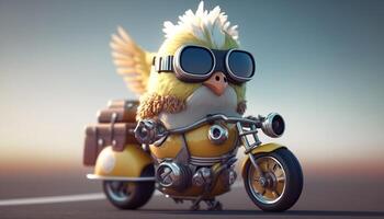 Revving up Fun Cool Chicken in a souped-up Toy Motorcycle photo