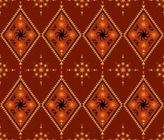 Emblem ethnic folk geometric seamless pattern in orange and red vector