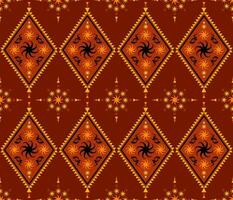 Emblem ethnic folk geometric seamless pattern in orange and red vector