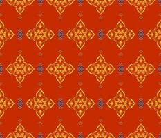 Ethnic folk geometric seamless pattern in red and yellow vector