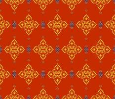 Ethnic folk geometric seamless pattern in red and yellow vector